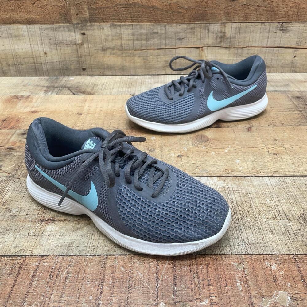 Nike Running Shoes Womens Size 6.5 wide 37.5 Gray Teal Mesh Sneaker AH8799-004